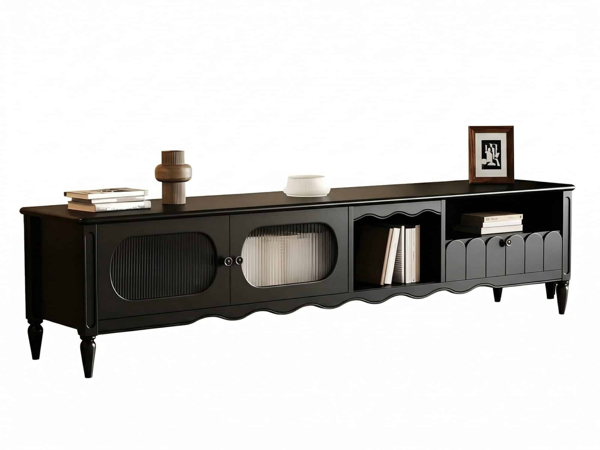 Walnut TV Stand Cabinet with Elegant Design and Spacious Storage Solutions 相册图 #9 resized