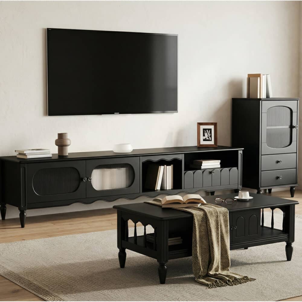 Walnut TV Stand Cabinet with Elegant Design and Spacious Storage Solutions 相册图 #7 scene