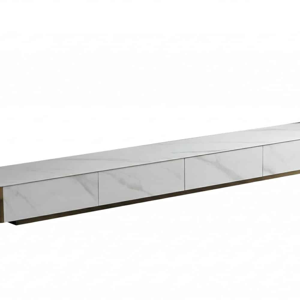 White Stone Rectangular Enclosed Storage TV Stand 相册图 #3 resized