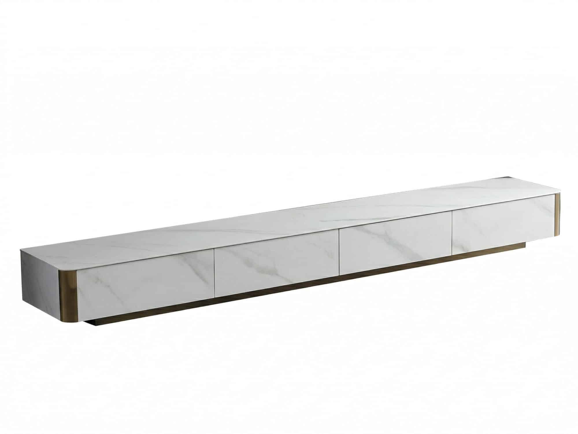 White Stone Rectangular Enclosed Storage TV Stand 相册图 #3 resized