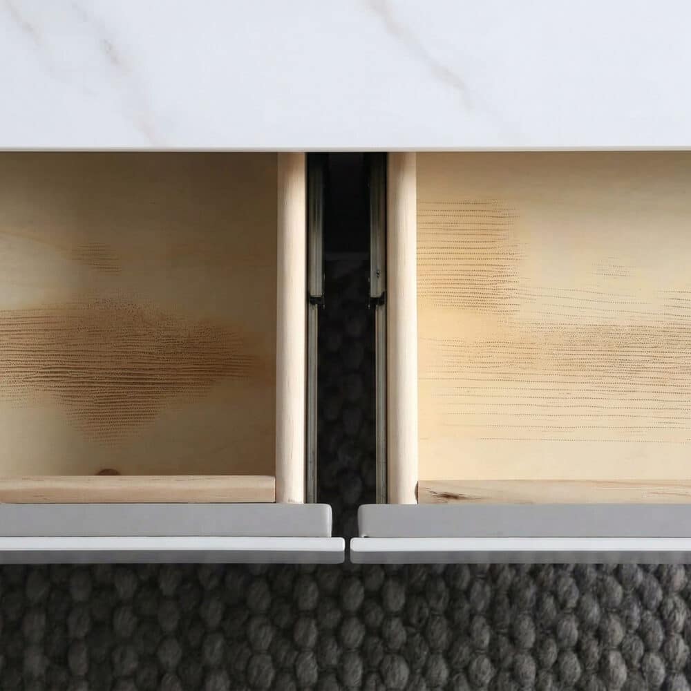 White Stone Rectangular Enclosed Storage TV Stand 相册图 #4 resized