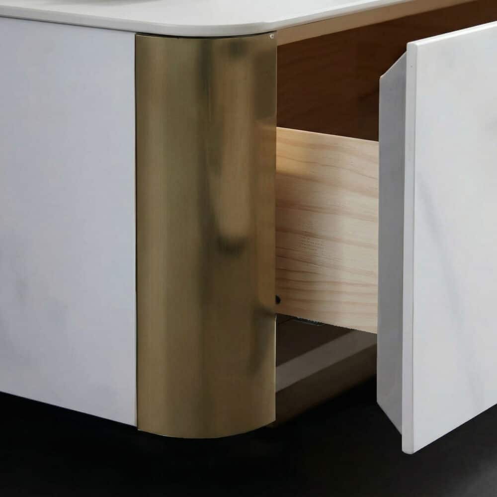 White Stone Rectangular Enclosed Storage TV Stand 相册图 #5 resized