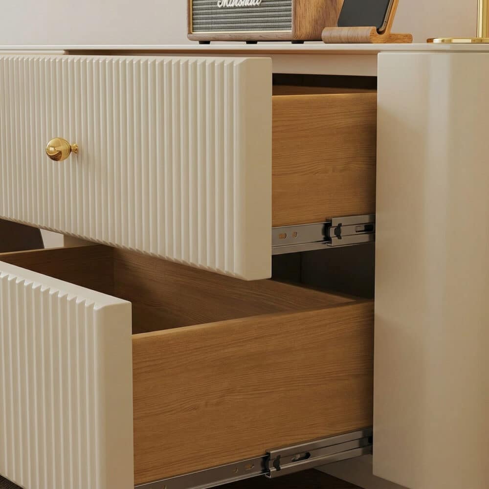 White Wood Shelves Cabinet Drawers Rectangle TV Stand 相册图 #7 resized